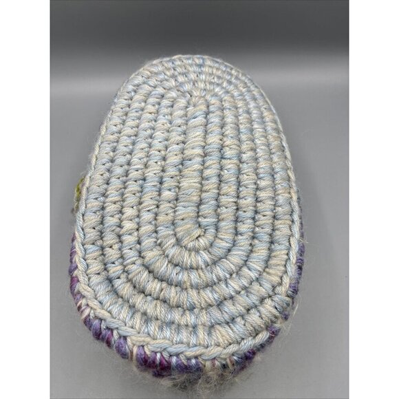 Handmade Wool Basket Purple Green Whimsical Cottage 10 x 5.5 Storage Decor - Picture 7 of 7